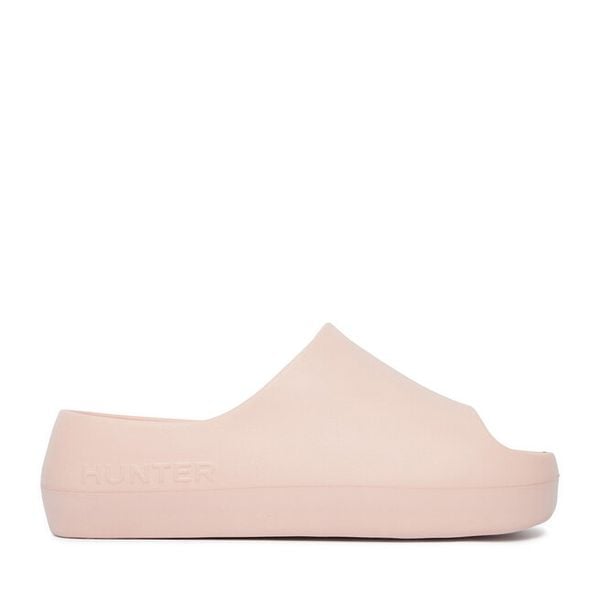 Klapki Hunter. Czerwone klapki Hunter, bez wzorów, bez obcasa. Za 99.99 zł.