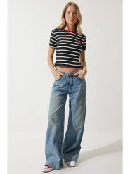 Happiness Istanbul Koszulka w kolorze czarno-białym rozmiar: 36. Białe bluzki Happiness Istanbul, bez wzorów, z bawełny, bez kołnierzyka, bez ramiączek. Za 32.83 zł.