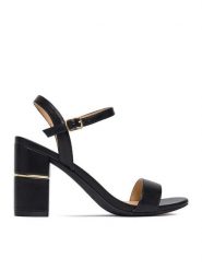 JENNY Sandały CEO-CD25-251-1 Czarny. Czarne sandały Jenny, bez wzorów, z materiału, bez obcasa, na słupku, bez zapięcia. Za 129.99 zł.