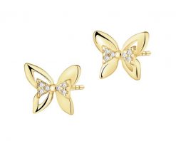 Kolczyki srebrne z cyrkoniami - motyle. Szare kolczyki Apart, z cyrkonią, pozłacane. Za 149.00 zł.