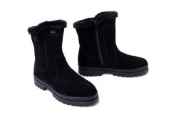 RIEKER TEX Z5454-00 black, botki damskie. Czarne botki Rieker, na zimę, bez wzorów, bez obcasa, bez zapięcia. Za 519.90 zł.