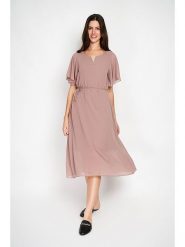 William de Faye Sukienka w kolorze szaroróżowym rozmiar: 34. Różowe sukienki William de Faye, bez wzorów, z tkaniny, klasyczne, bez kołnierzyka, bez ramiączek, midi, rozkloszowane. Za 121.99 zł.