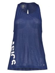 Asics Top sportowy w kolorze granatowym rozmiar: L. Niebieskie koszulki sportowe Asics, bez wzorów, z materiału, bez ramiączek, outdoorowe. Za 61.17 zł.