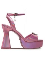 Aldo Sandały Barbieparty 13824201 Różowy. Czerwone sandały Aldo, bez wzorów, ze skóry, bez obcasa, na słupku, bez zapięcia. Za 729.99 zł.