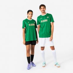 Koszulka piłkarska dla kibiców Algieria 2026. Białe bluzki KIPSTA, l, bez wzorów, z materiału, sportowe, bez kołnierzyka, bez ramiączek. Za 44.99 zł.