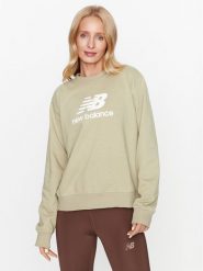 New Balance Bluza Essentials Stacked Logo French Terry Crewneck WT31532 Zielony Regular Fit. Zielone bluzy New Balance, m, bez wzorów, z bawełny, bez kaptura. Za 139.99 zł.