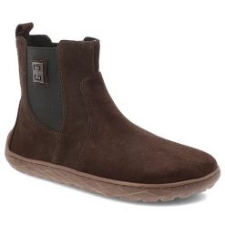 Czekoladowe Botki Armodo Wygodne Buty Damskie Barefoot. Brązowe botki Armodo, bez wzorów, z weluru, bez obcasa, bez zapięcia. Za 314.99 zł.