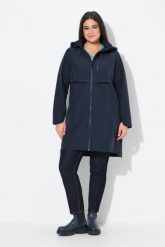 Damskie parka boczne rozcięcia na zamek kaptur kieszenie na zamek. Niebieskie parki Ulla Popken, plus size, z bawełny, plus size, z kapturem. Za 682.99 zł.