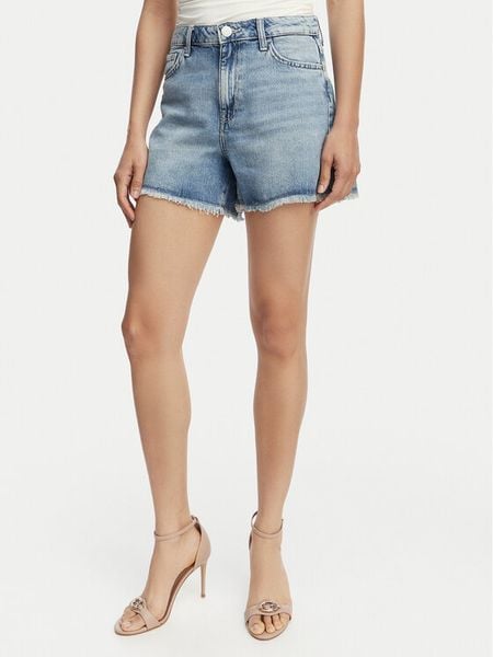 Guess Szorty jeansowe W6GD74 D0726 Niebieski Regular Fit. Niebieskie szorty Guess, z aplikacjami, z jeansu. Za 247.99 zł.