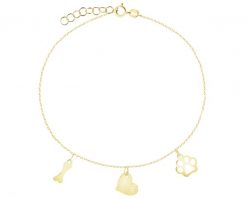 Złota bransoletka - łapka, serce, kość. Żółte bransoletki Apart, złote. Za 499.00 zł.