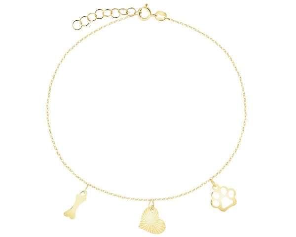 Złota bransoletka - łapka, serce, kość. Żółte bransoletki Apart, złote. Za 499.00 zł.