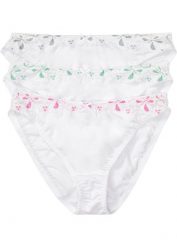 Figi (3 pary). Czarne figi bonprix, z aplikacjami. Za 67.99 zł.