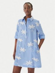 LOLA CASADEMUNT Sukienka koszulowa LS2616135 Niebieski Relaxed Fit. Niebieskie sukienki LOLA CASADEMUNT, s, bez wzorów, z bawełny, bez kołnierzyka, bez ramiączek, koszulowe. Za 627.99 zł.