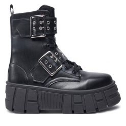Botki Altercore. Czarne botki Altercore, bez wzorów, bez obcasa, na koturnie, bez zapięcia. Za 329.99 zł.