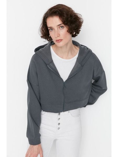 Trendyol Bluza w kolorze szarym rozmiar: XL. Szare bluzy Trendyol, xl, bez wzorów, bez kaptura. Za 65.95 zł.