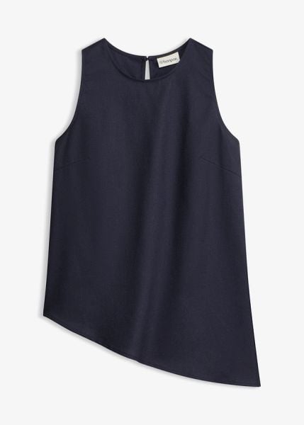 Top z domieszką lnu. Brązowe topy bonprix, bez wzorów, bez kołnierzyka, bez ramiączek. Za 54.99 zł.