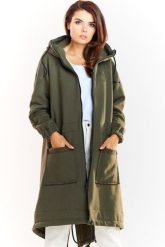 Ciepła długa bluza damska jak parka bawełna premium khaki. Brązowe bluzy Infinite You, l, z bawełny, eleganckie, z kapturem. Za 319.00 zł.