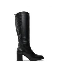 Tommy Hilfiger Kozaki Long Boot Mid Wrapped Lthr Heel FW0FW08099 Czarny. Czarne kozaki TOMMY HILFIGER, ze skóry, bez obcasa, na słupku, bez zapięcia. Za 1,199.00 zł.