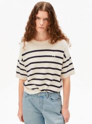 ARMEDANGELS koszula z dzianiny z zawartością lnu - Stripe Linen Blend Kobiety beżowy, M. Brązowe koszule ARMEDANGELS, m, bez wzorów, z bawełny, bez kołnierzyka, bez ramiączek. Za 329.95 zł.