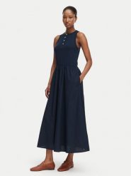 Tommy Hilfiger Sukienka letnia Gold Btn WW0WW49628 Granatowy A-Line Fit. Niebieskie sukienki TOMMY HILFIGER, na lato, s, bez wzorów, z bawełny, bez kołnierzyka, bez ramiączek. Za 649.99 zł.