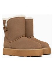 Gooce Skórzane botki zimowe "Colorado" w kolorze jasnobrązowym rozmiar: 38. Brązowe botki Gooce, na zimę, bez wzorów, z materiału, bez obcasa, bez zapięcia. Za 260.99 zł.