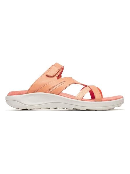 Merrell Skórzane klapki "District 4" w kolorze pomarańczowym rozmiar: 37. Pomarańczowe klapki Merrell, bez wzorów, z otwartym noskiem, bez obcasa. Za 164.95 zł.