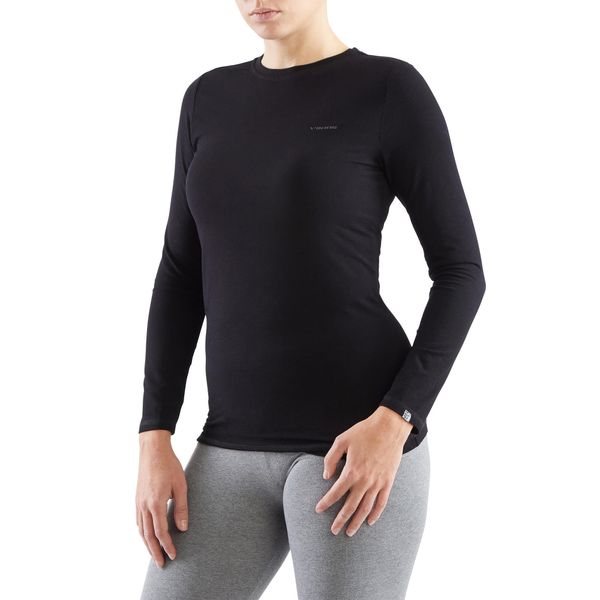 Koszulka longsleeve damska Viking Teres z przędzy bambusowej i wełny Merino. Czarne bluzki Viking, s, bez wzorów, z wełny, sportowe, bez kołnierzyka, bez ramiączek. W wyprzedaży za 149.99 zł.