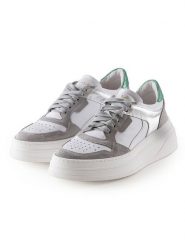 Anna Morellini Skórzane sneakersy "Netina" w kolorze biało-szaro-srebrnym rozmiar: 40. Białe trampki Anna Morellini, bez wzorów, bez zapięcia. Za 361.02 zł.