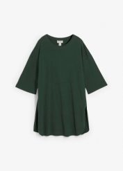 Długa koszulka oversize z czystej bawełny organicznej. Zielone bluzki bonprix, bez wzorów, z bawełny, bez kołnierzyka, bez ramiączek. Za 62.99 zł.
