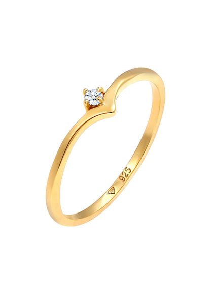 Elli DIAMONDS Dames Solitaire V-vorm Elegant met Diamant (0,03 ct.) in 925 Sterling Zilver Pierścionki 1 ct Damski. Białe pierścionki Elli DIAMONDS, z diamentem, srebrne. Za 333.99 zł.