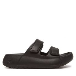 Klapki ECCO. Czarne klapki ecco, bez wzorów, bez obcasa. Za 219.99 zł.