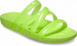 Klapki Dla Dorosłych Crocs Splash Glossy Strappy. Zielone klapki Crocs, bez wzorów, z materiału, bez obcasa. Za 119.99 zł.