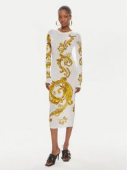Versace Jeans Couture Sukienka codzienna 76HAO9P8 Biały Slim Fit. Białe sukienki Versace Jeans Couture, na co dzień, bez wzorów, z jeansu, bez kołnierzyka, bez ramiączek, proste. Za 839.99 zł.