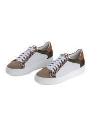 Anna Morellini Skórzane sneakersy "Anorecia" w kolorze biało-jasnobrązowym rozmiar: 40. Białe trampki Anna Morellini, bez wzorów, bez zapięcia. Za 345.36 zł.