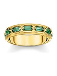 Thomas Sabo Pozłacany pierścionek z kryształami rozmiar: 60. Żółte pierścionki Thomas Sabo, z kryształem, pozłacane. Za 699.95 zł.