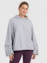 4F Bluza dresowa nierozpinana z kapturem damska - szara L. Szare bluzy 4f, l, bez wzorów, z dresówki, z kapturem. Za 179.99 zł.