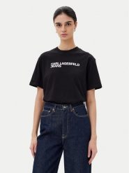 KARL LAGERFELD T-Shirt A1W17005 Czarny Relaxed Fit. Czarne t-shirty KARL LAGERFELD, xl, bez wzorów, z bawełny, bez kołnierzyka, bez ramiączek. Za 169.99 zł.