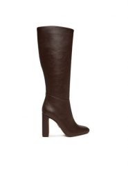 Steve Madden Kozaki Ally SM11002627 Brązowy. Brązowe kozaki Steve Madden, ze skóry, bez obcasa, na słupku, bez zapięcia. Za 729.99 zł.