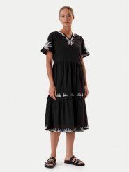Tatuum Sukienka letnia Ayo T2509.202 Czarny Relaxed Fit. Czarne sukienki Tatuum, na lato, bez wzorów, z bawełny, bez kołnierzyka, bez ramiączek. Za 240.99 zł.
