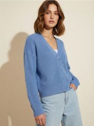 Kardigan basic - niebieski. Niebieskie kardigany Sinsay, l, bez wzorów. Za 39.99 zł.