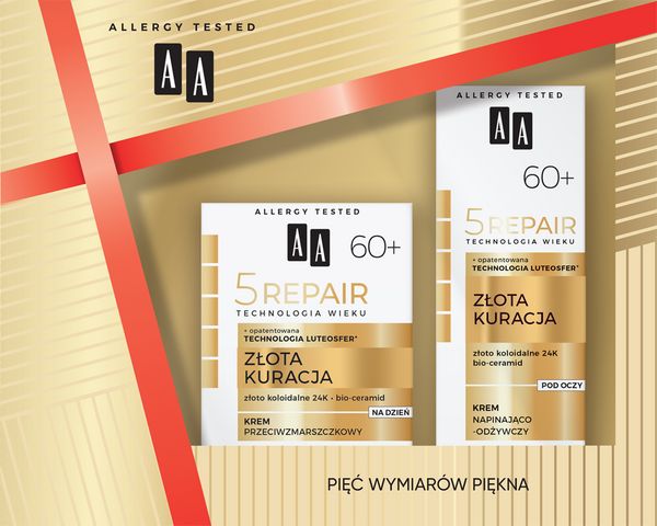 Zestaw AA Technologia Wieku 5 R 60+ krem na dzień + krem pod oczy. Kremy pod oczy OCEANIC. Za 33.19 zł.