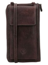 HIDE & STITCHES Skórzana torebka w kolorze ciemnobrązowym na telefon - 11 x 19 x 3 cm rozmiar: onesize. Brązowe torby na ramię HIDE & STITCHES, bez wzorów, z materiału, przez ramię, bez dodatków. Za 174.84 zł.