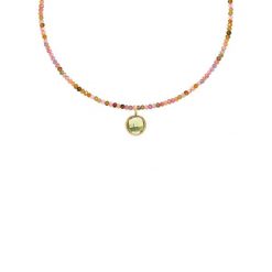 Naszyjnik z kamieni turmalin z zawieszką z zielonym kryształem pozłacany. Czerwone naszyjniki Lilou, pozłacane. Za 298.00 zł.