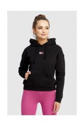 TOMMY JEANS Czarna bluza damska z kapturem, Rozmiar XS. Czarne bluzy sportowe Tommy Jeans, s, z aplikacjami, z jeansu, z kapturem. W wyprzedaży za 279.99 zł.