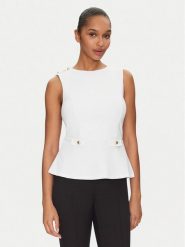 Guess Bluzka W5GP54 KCBO2 Biały Regular Fit. Białe bluzki Guess, s, z aplikacjami, z syntetyku, bez kołnierzyka, bez ramiączek. Za 379.99 zł.