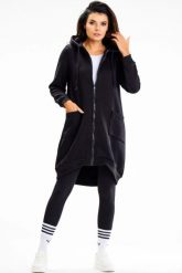 Długa bluza damska z kapturem i kieszeniami czarna. Czarne bluzy sportowe Infinite You, l, bez wzorów, z bawełny, z kapturem. Za 299.00 zł.