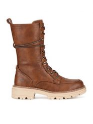 Mustang Botki 1437-503 Brązowy. Brązowe botki Mustang, bez wzorów, z materiału, bez obcasa, na płaskiej podeszwie, bez zapięcia. Za 279.99 zł.