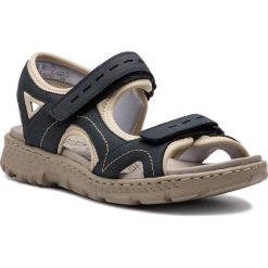 Sandały RIEKER 67866-14. Niebieskie sandały Rieker, bez wzorów, z materiału, bez obcasa, bez zapięcia. Za 229.99 zł.