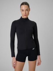 4F Bluza treningowa slim bez kaptura damska - czarna S. Czarne bluzy 4f, s, bez wzorów, bez kaptura. Za 179.99 zł.