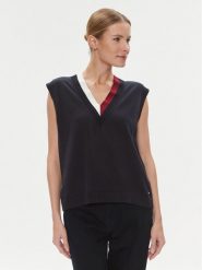 Tommy Hilfiger Sweter WW0WW40123 Granatowy Relaxed Fit. Niebieskie swetry TOMMY HILFIGER, xs, bez wzorów, z bawełny, bez ramiączek. Za 599.99 zł.